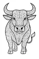 Swirly-Horned Bull in the Meadow