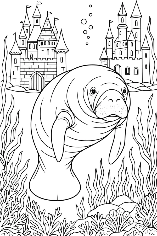 The Gentle Manatee’s Castle Swim