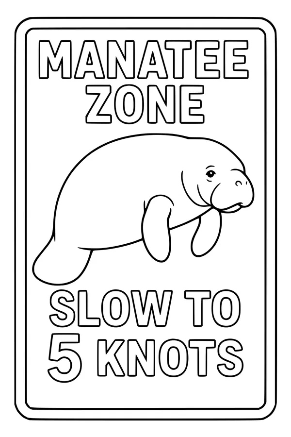 Gentle Manatee Swims By the Sign