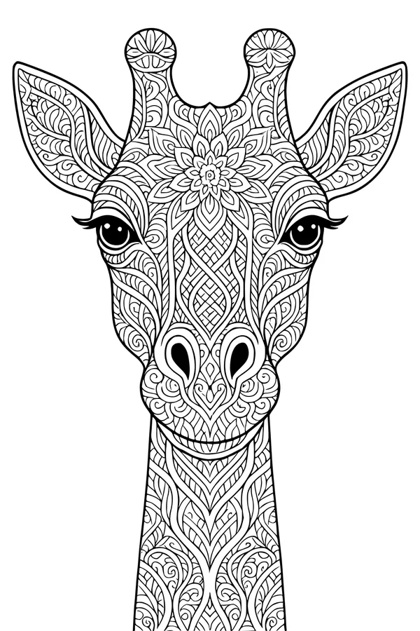 Mazy Patterns on Tall Giraffe Face