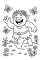 Free Ogre Coloring Page - Boy Ogre Chasing Butterflies in a Meadow (Printable PDF)
