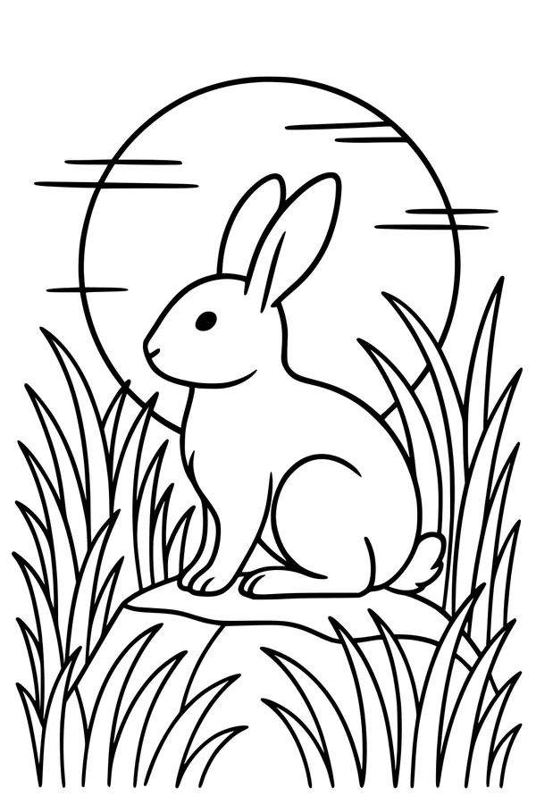 Sunny Meadow Rabbit by the Big Round Sun