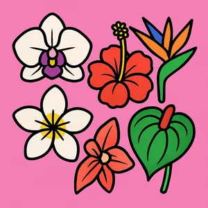 Exotic & Tropical Flowers coloring page category