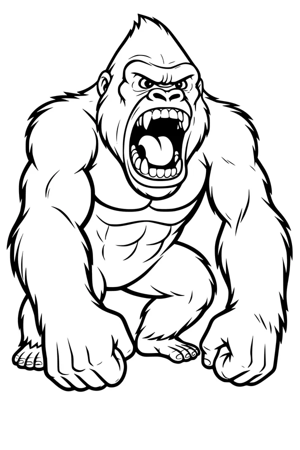 Mighty Gorilla Roars in the Jungle