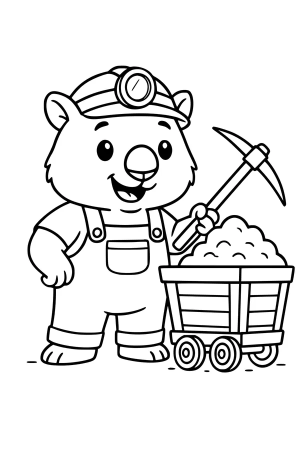 Wombat Miner With Rock Cart