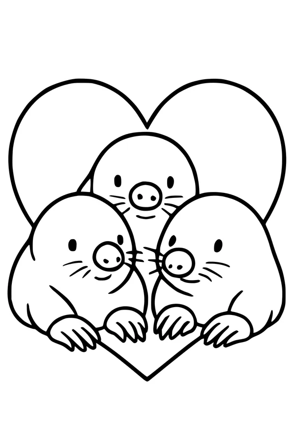 Mole Friends Hide in a Heart Tunnel