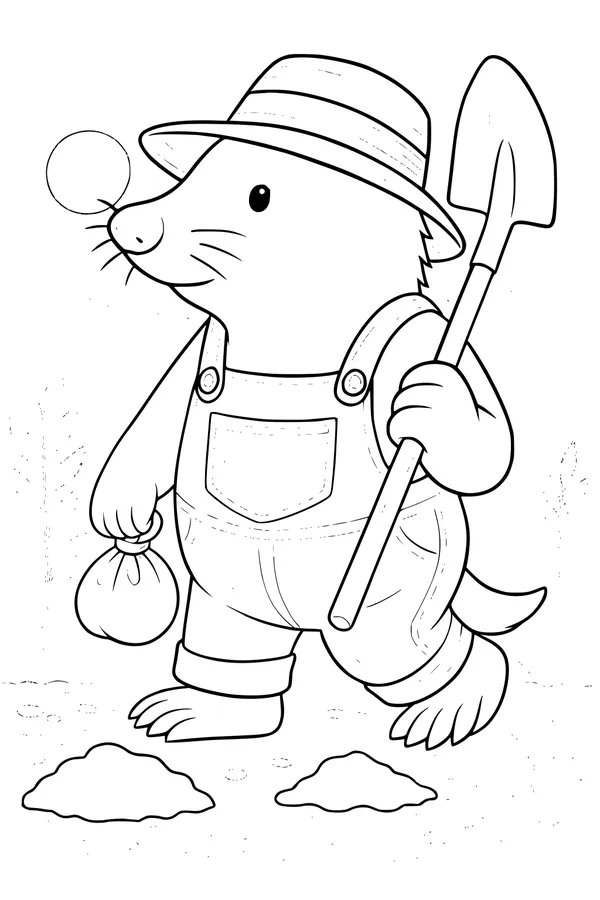 Mole in Overalls and Sun Hat
