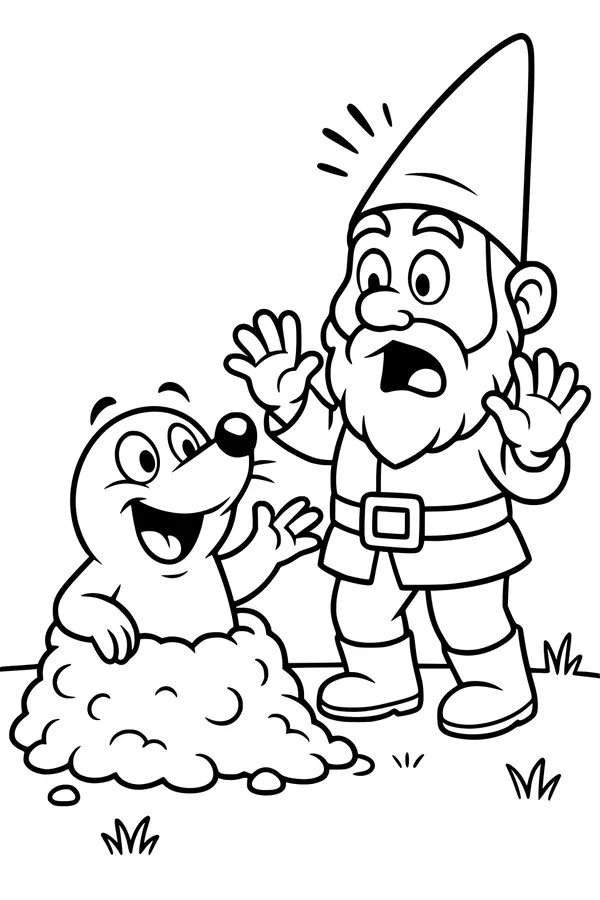 Surprise in the Garden: Mole Meets Gnome
