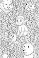 Jungle Friends Peek Through the Leaves