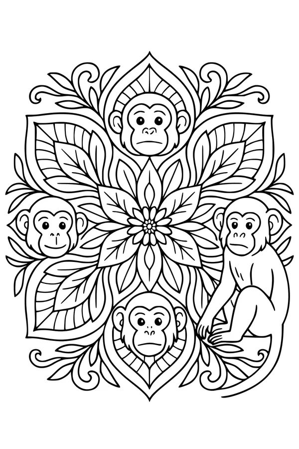 Monkeys in the Jungle Flower Wheel