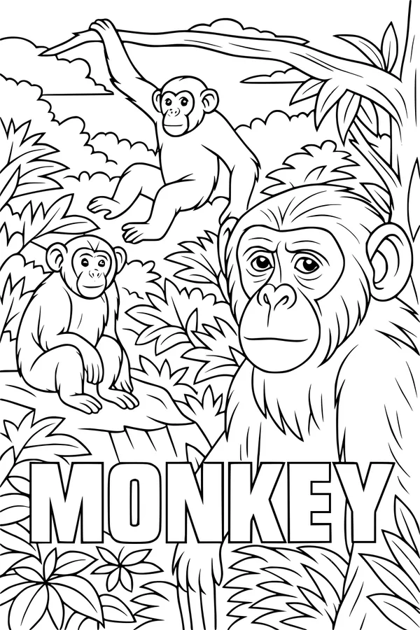 Monkey Mischief in the Jungle Leaves