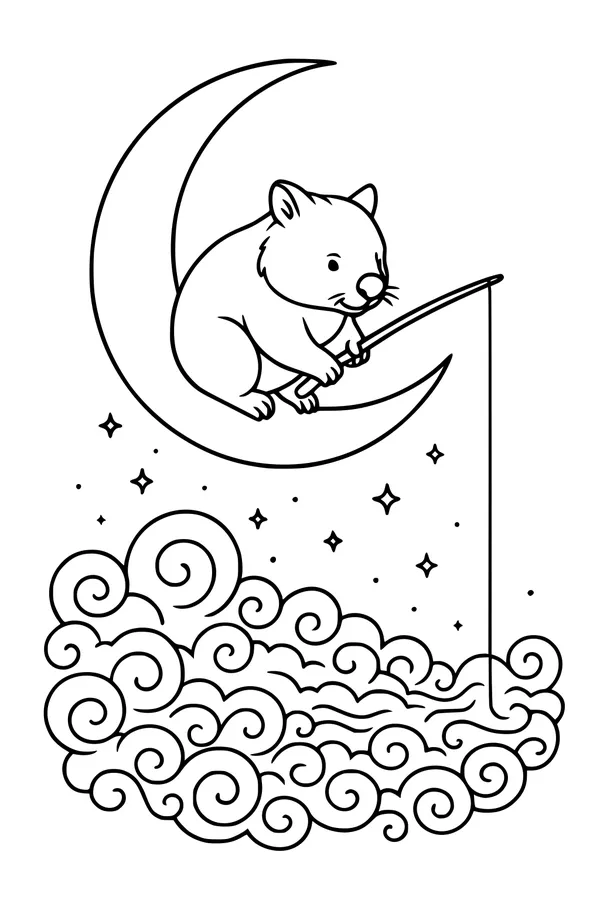 Moon-Fishing Wombat Dreams