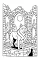 Moonlit Wolf Among Stone Arches