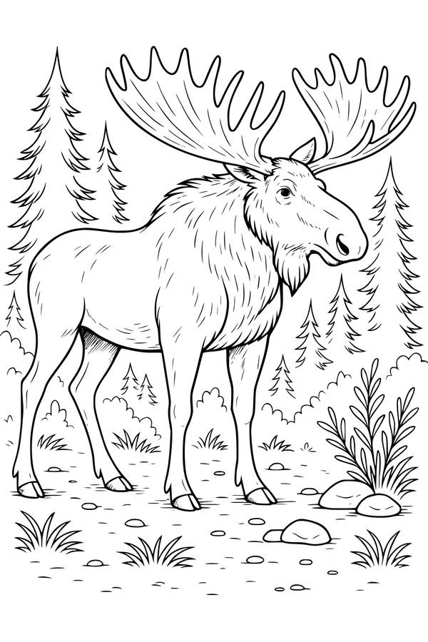 Moose Morning in the Pine Forest
