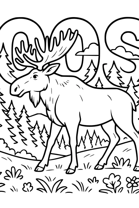 Moose Strolls Through Piney Woods
