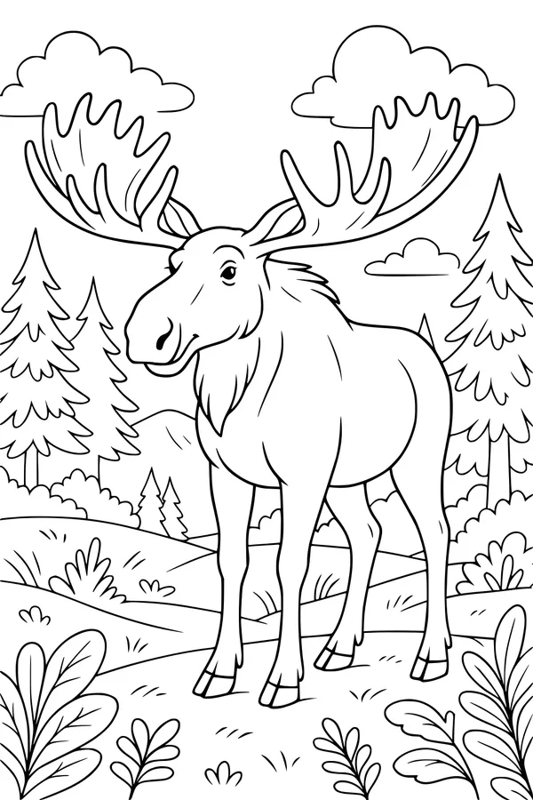Moose in the Pine Forest