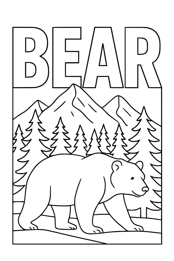 Bear Walks Through the Pine Forest