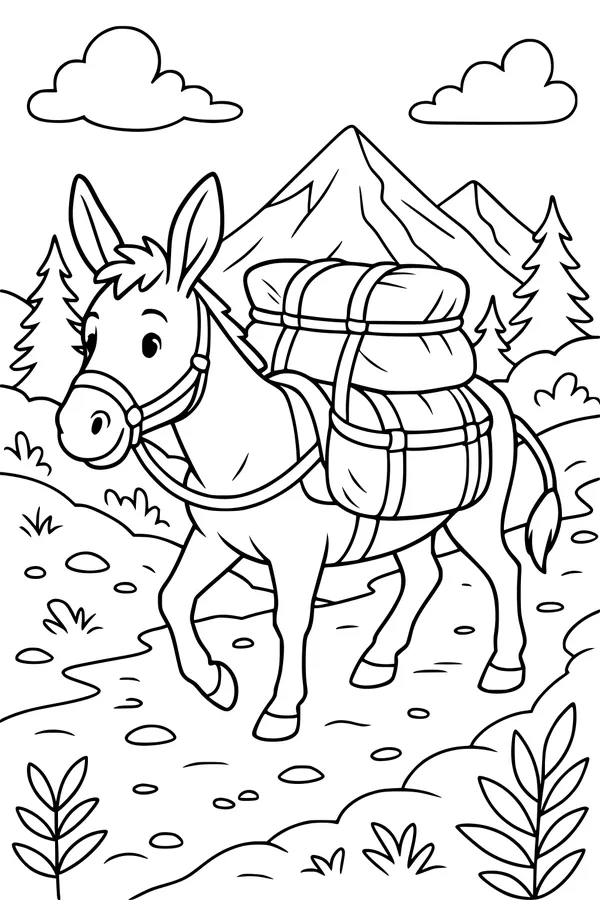 Donkey on a Mountain Trail Walk