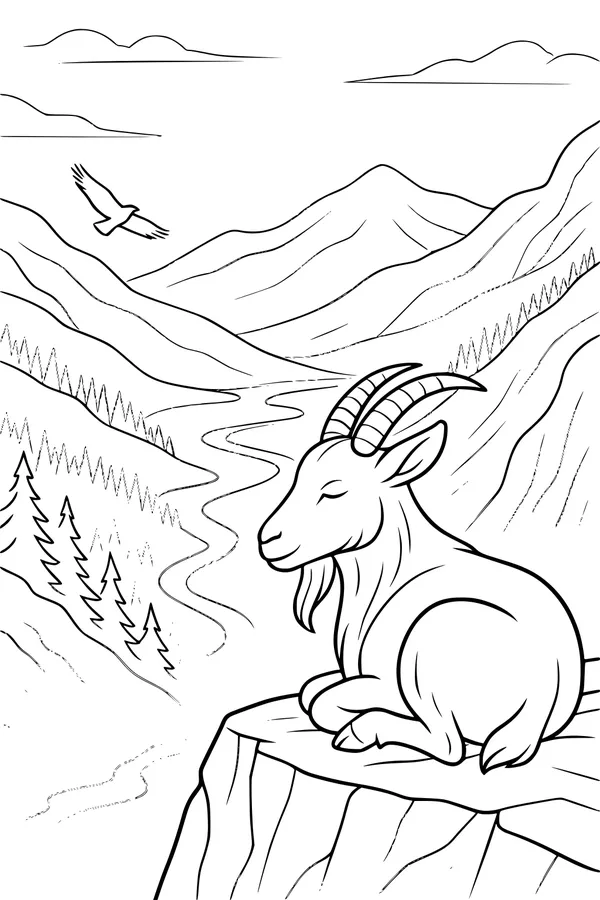 Mountain Goat Takes a Sunny Rest