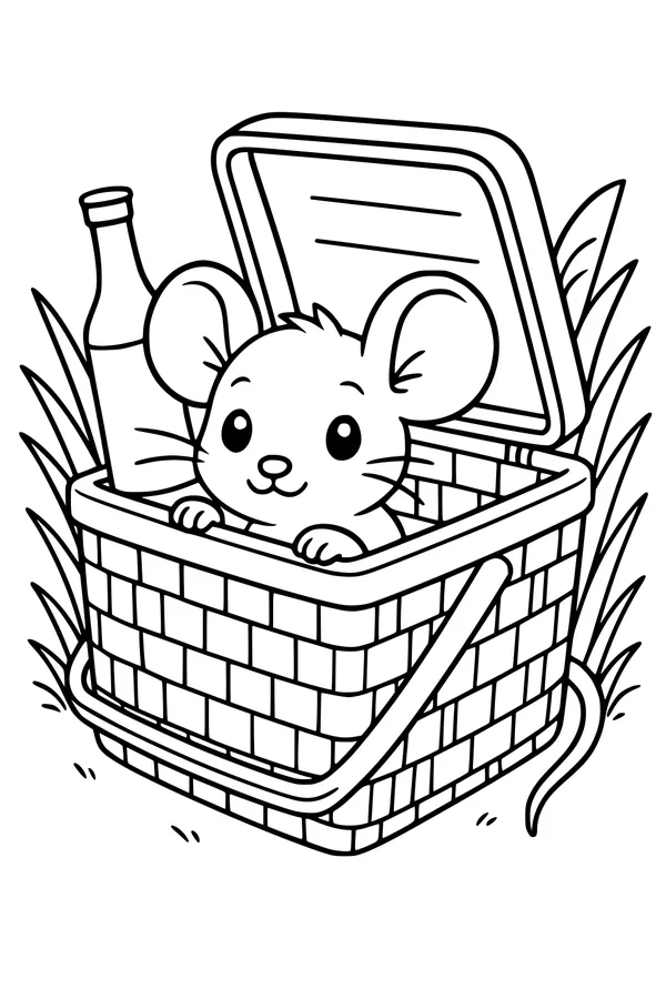 Mouse Pops Up at the Picnic Basket