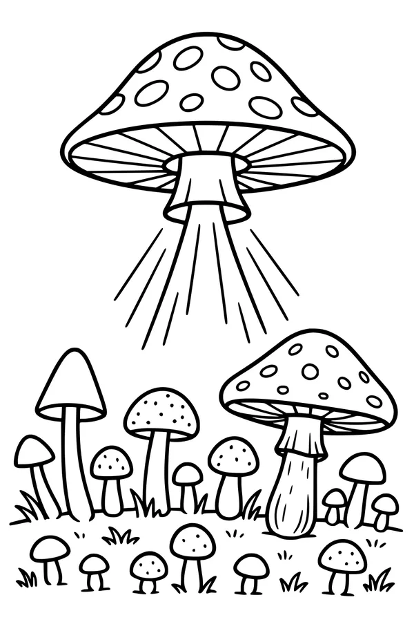 Mushroom UFO Over Toadstool Town
