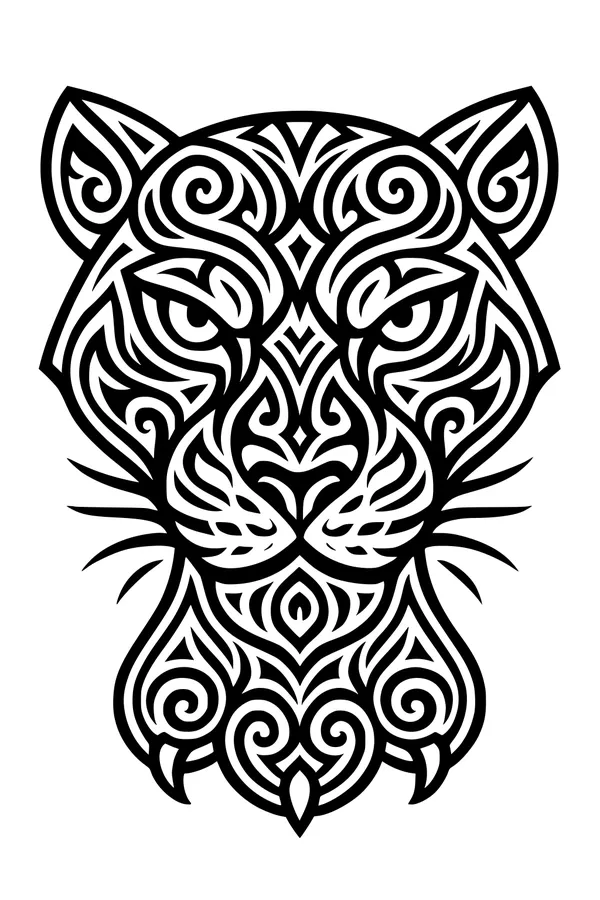 Swirls and Spots Panther Face Portrait