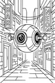 Free Robot Drone Coloring Page - Neon City Alley Patrol (Printable PDF)