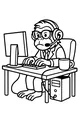 Mr. Monkey Types at His Office Desk