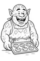 Free Ogre Baker Coloring Page - Friendly Monster With Cookie Tray (Printable PDF)