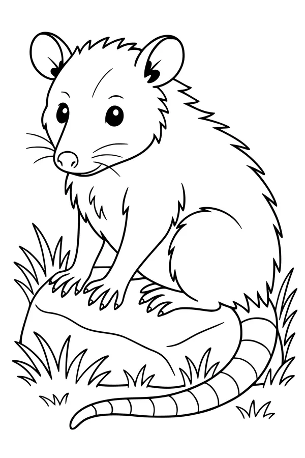 Little Opossum on Her Favorite Rock