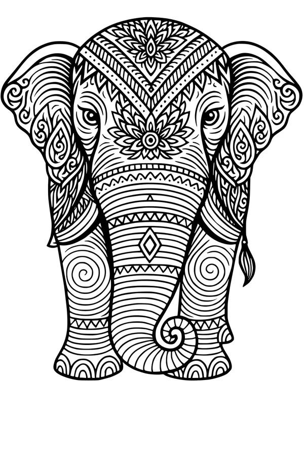Elephant Parade with Swirly Patterns