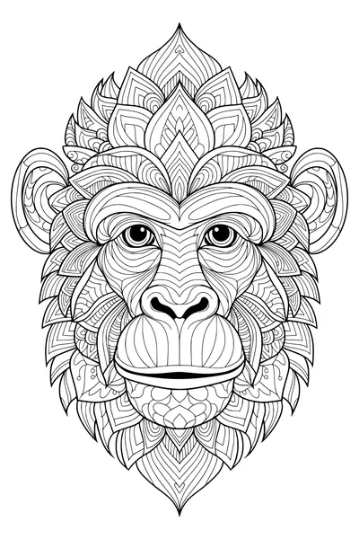 Monkey Face Bursting With Jungle Patterns