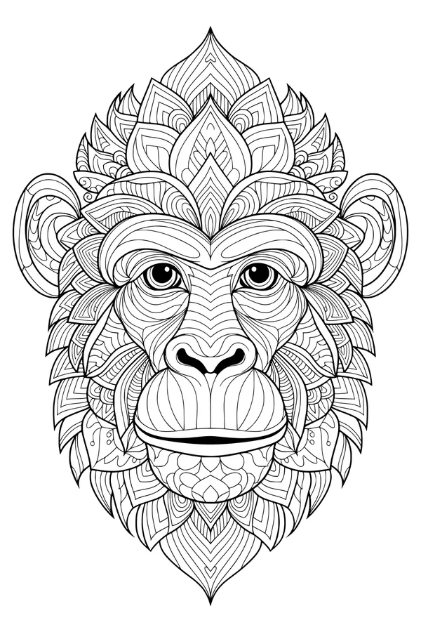 Monkey Face Bursting With Jungle Patterns