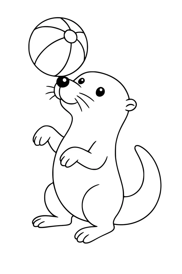 Otter Balances a Bouncy Beach Ball