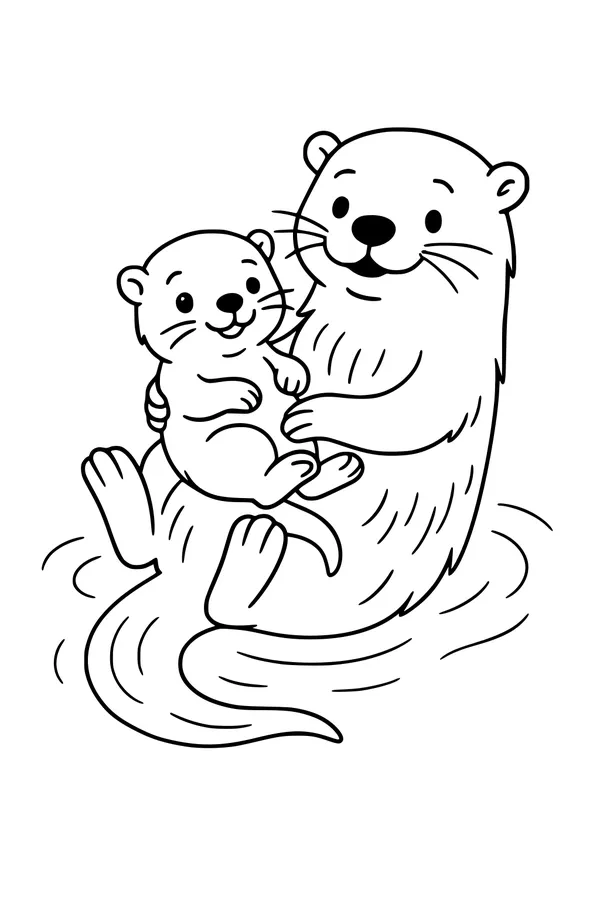 Otter Hugs in the River