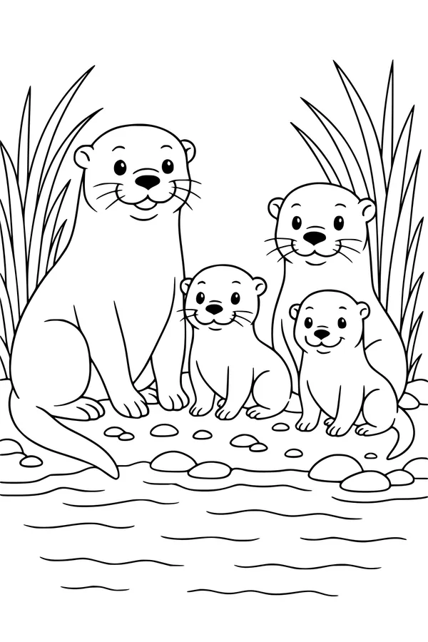 Riverbank Otter Family Gathering