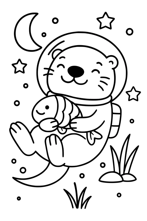Otter Space Snuggles Under the Moon