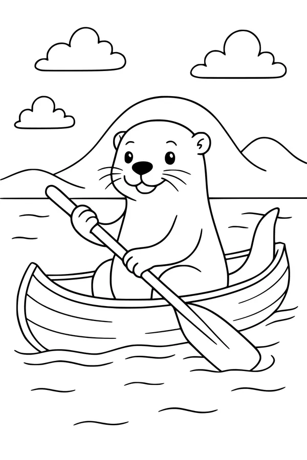 Rowboat Otter on a Lake Morning