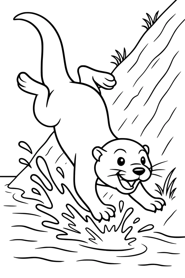 Otter Splash at the Riverbank