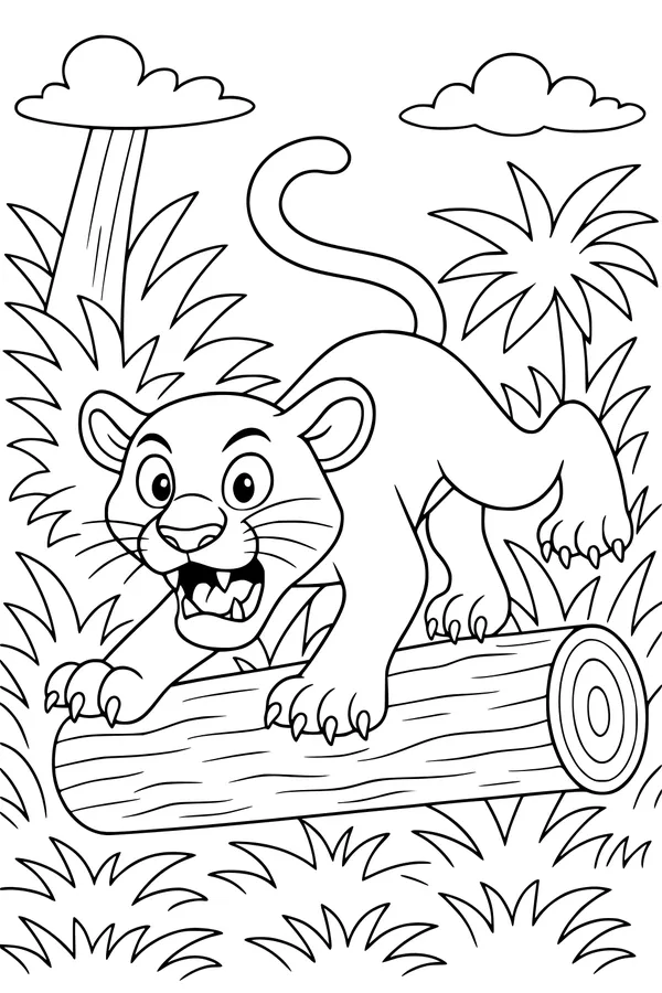 Playful Panther Cub in the Jungle