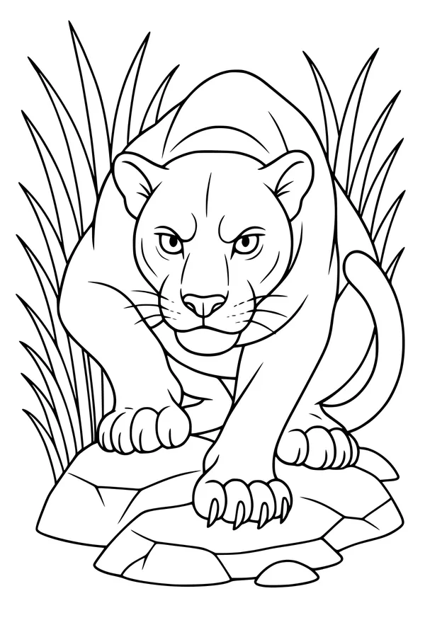 Panther Steps Softly Through the Grass