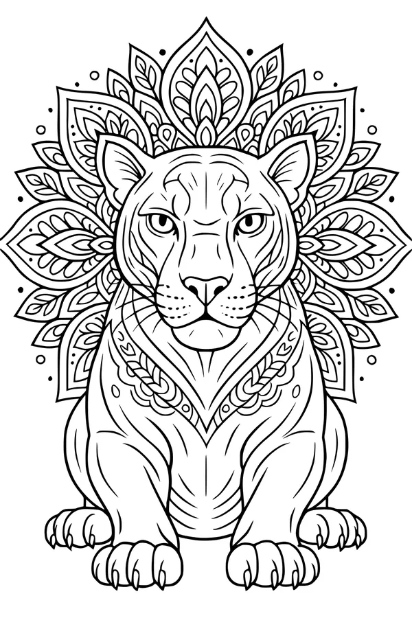 Majestic Panther and Mandala Flowers