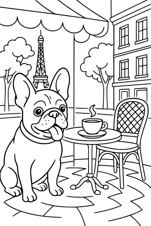French Bulldog at the Paris Café