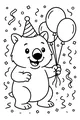 Birthday Wombat With Party Balloons