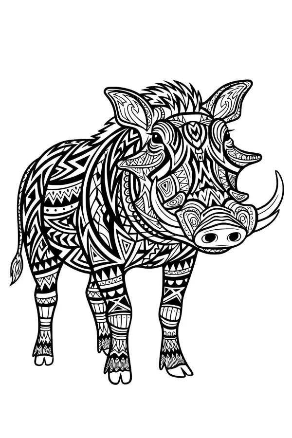 Warthog With Whirling Wild Patterns