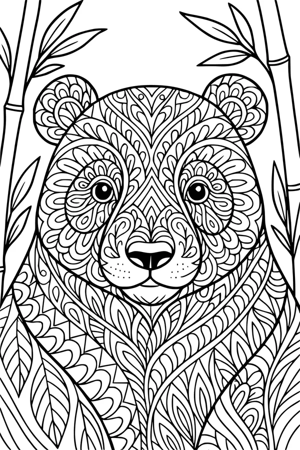 Bamboo Grove Bear with Swirly Patterns