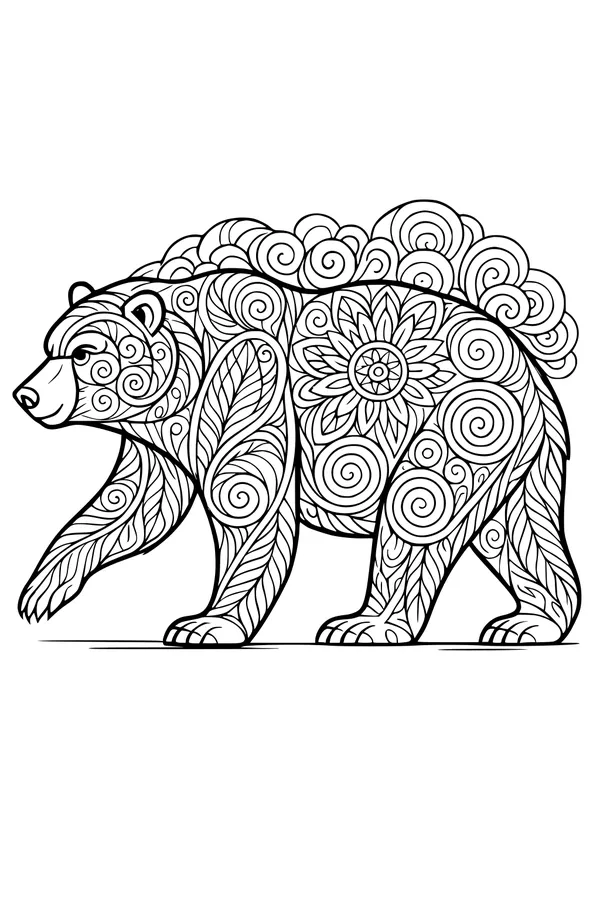 Swirly Bear Walks Through the Leaves
