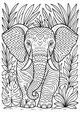 Zigzag Jungle Elephant Under Tall Leafy Plants
