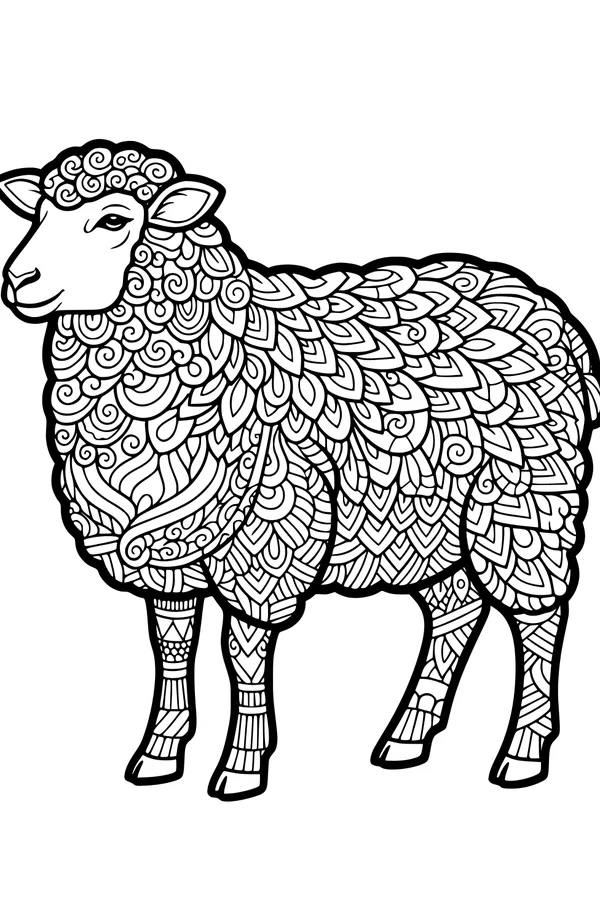Swirly Wool Sheep in the Meadow