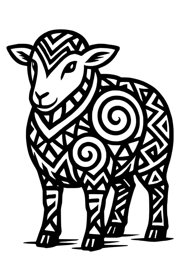 Patterned Lamb with Swirl Wool